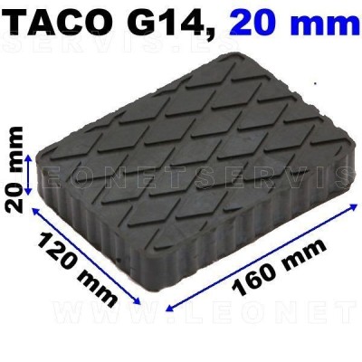 G14 Taco de goma 160x120 mm, altura 20 mm, para elevadores de taller