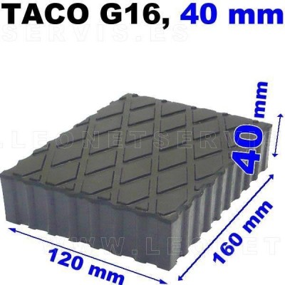 G16 Taco de goma 160x120 mm, altura 40 mm, para elevadores de coches