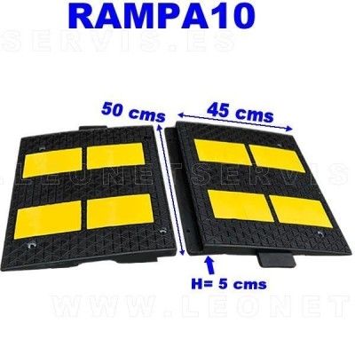 Rampa de garaje o rampa de cochera. Fabricada en caucho macizo antideslizante. 1 kit.