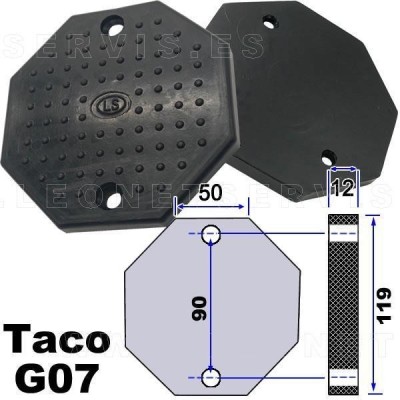 G07 Taco de goma octogonal para elevadores Space, RP Tools y otros chinos