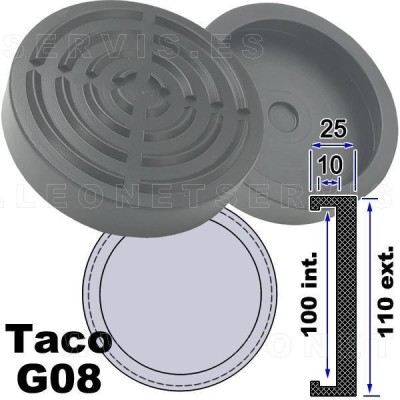 G08 Taco de goma para elevador Koni, Bradbury, Herkules ,Tecalemit