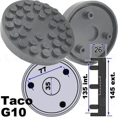 G10 Taco de goma de 145 mm para Ravaglioli, Space, OMCN, Bradbury, Sirio, Butler...