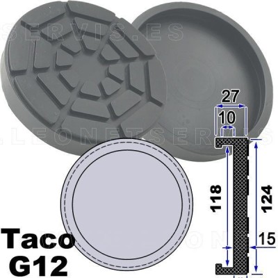 G12 Taco de goma para elevador Corghi, Romeico, HH Intertech, Grazia, Bright...