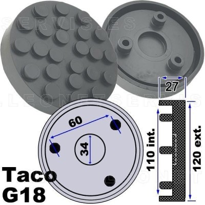 G18 Taco de goma de 120 mm para Ravaglioli, Space, Butler...