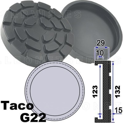 G22 Taco de goma compatible para elevadores Ravaglioli, Werther, Butler...