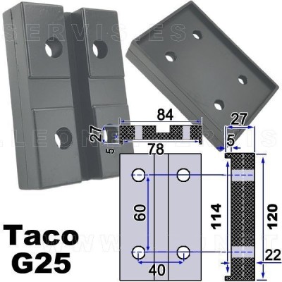 G25 Taco de goma rectangular compatible con Silent, EQT Equipo Taller, RSF, otras...