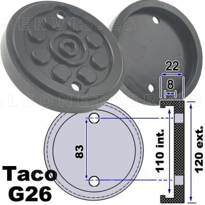 G26 taco de goma para elevadores compatible con Maha, Eurolift Zavagli, Orlandini...