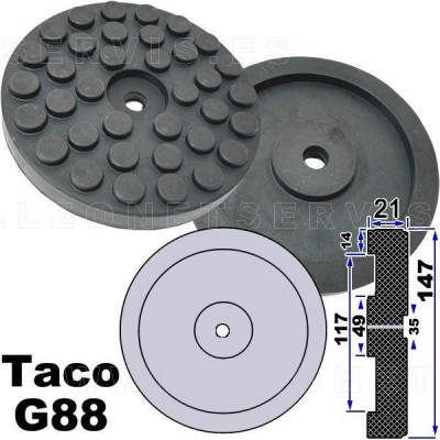 G88 Taco de goma de diámetro 144 mm compatible para elevadores italianos Ravaglioli, Sirio