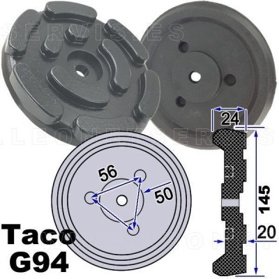 G94 Taco de goma de 145 mm para elevadores Ravaglioli, OMCN, Twin Busch, Butler...